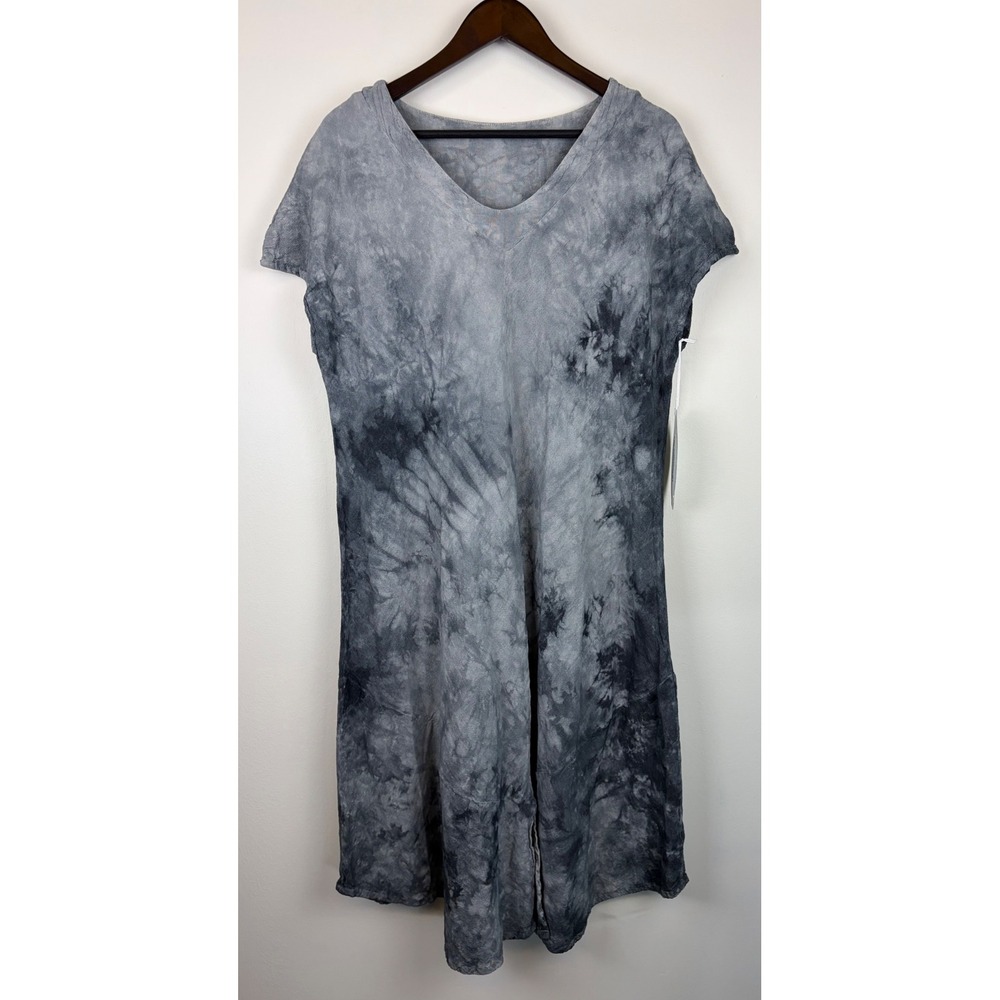 NEW Oh My Gauze Kaley Dress 3‎ XXL Washed Black Tie Dye Cotton Lagenlook Comfort